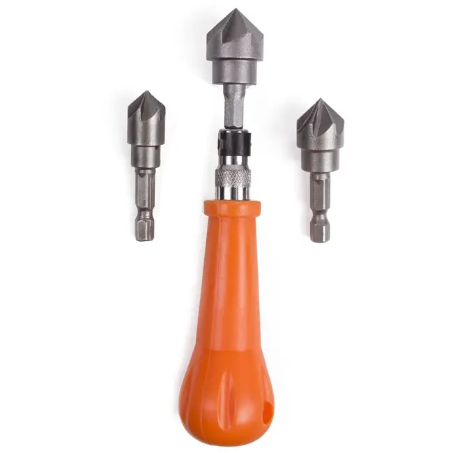 Benson 4-delige verzinkboor set - ergonomisch handvat - maten 12 mm, 16 mm, 19 mm