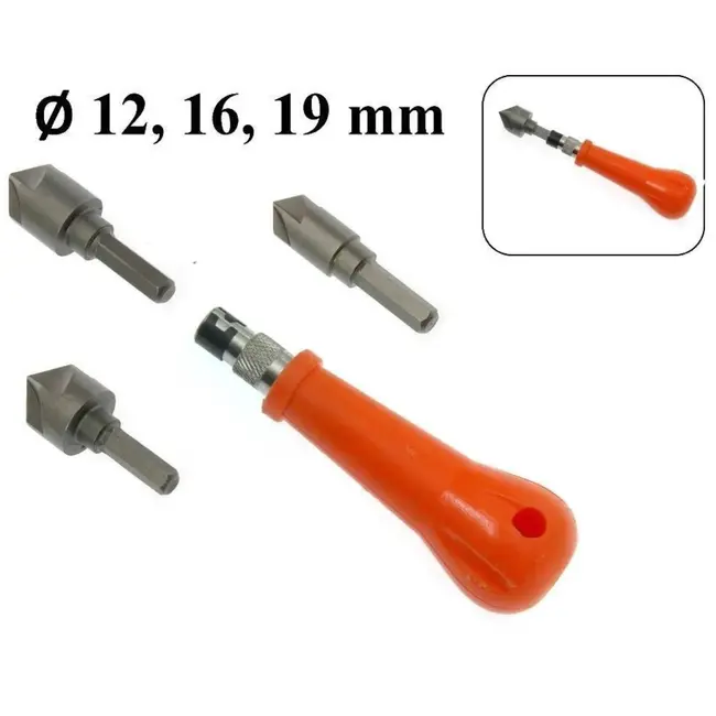 Benson 4-delige verzinkboor set - ergonomisch handvat - maten 12 mm, 16 mm, 19 mm