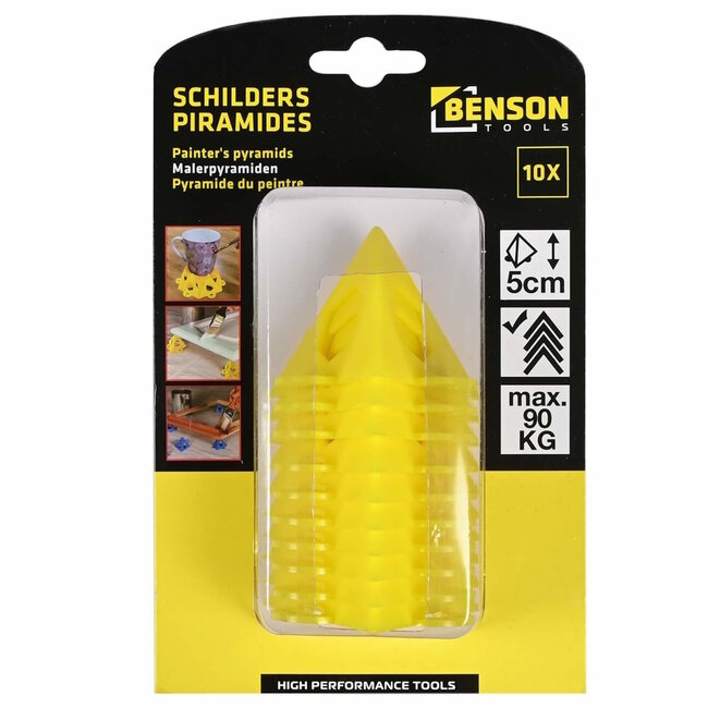 Benson Schilderpiramides - Set van 10 - Geel - Herbruikbaar - Lichtgewicht