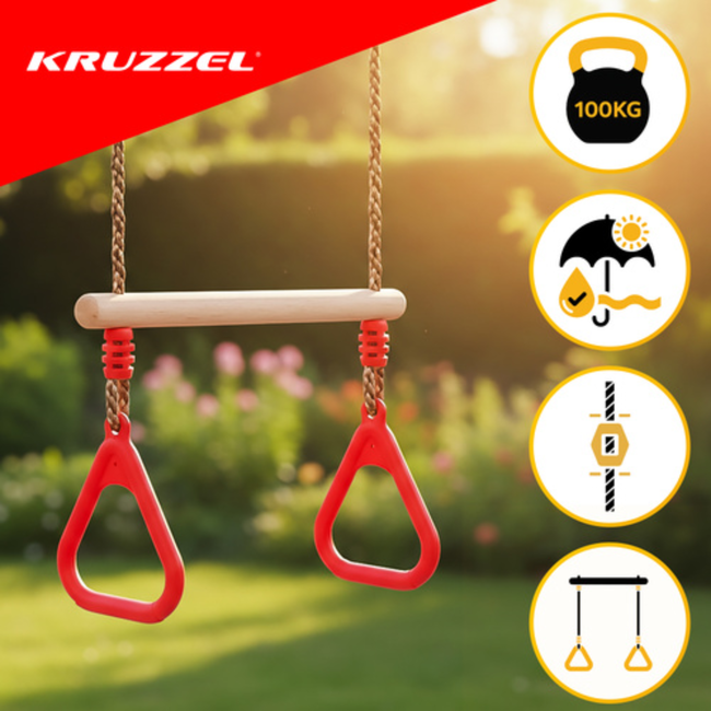 Kruzzel 2-in-1 schommel met Trapeze - Verstelbaar - 100kg draagkracht