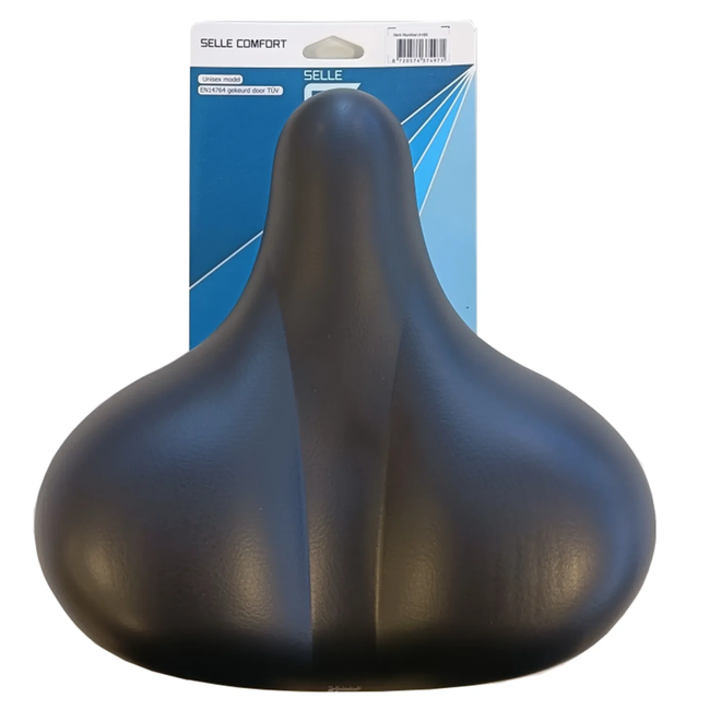 Selle Comfort Comfort fietszadel zwart 275 mm breed heavy duty voor dagelijks gebruik en lange ritten