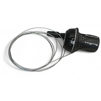 Sunrace Draaiversteller 7 speed zwart met kabel 2100 mm en versnellingsindicator links