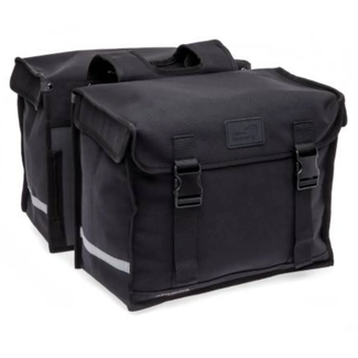 New Looxs Dubbele fietstas 66 liter zwart waterafstotend met reflectie, klikgespen en riempjes voor montage achterop de fiets