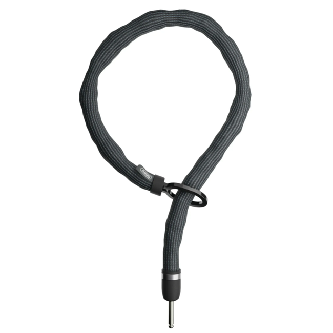 ABUS Insteekketting 130 cm zwart met Loop-Ring, textielhoes en plug-in pin voor ringslot