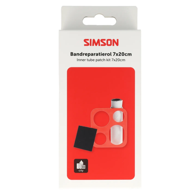 Simson Bandenreparatie pleisterrol 7 x 20 cm met sjabloon voor fiets, thuis, werkplaats en voorraad