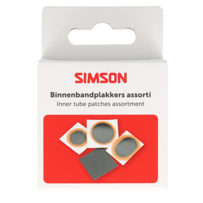 Simson Binnenbandpleisters assortiment voor reparatie van lekke fietsbinnenbanden