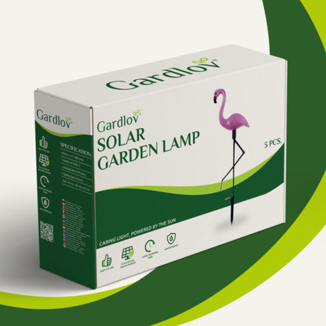 Gardlov Solar Flamingo Lampen Set van 3 - Duurzaam en Sfeervol voor de Tuin