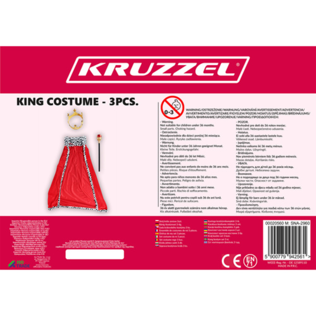 Kruzzel Koningskostuum Set - Cape, Scepter en Kroon voor Koninklijke Uitstraling