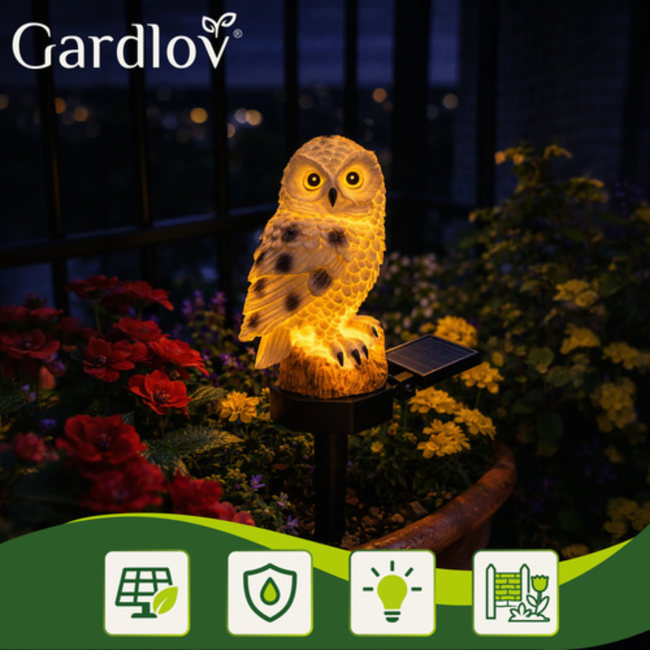 Gardlov Solar Uil Tuinlamp - Sfeervolle en Weerbestendige Verlichting