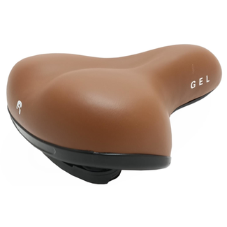 Selle Comfortabel fietszadel - breed zitvlak - ventilatiesleuf - bruine kleur - unisex