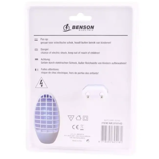 Benson Insectenlamp plug-in - UV-licht - Met opvangbakje - Energiezuinig - Wit