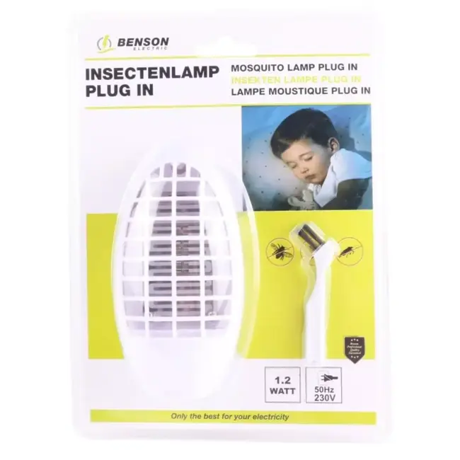 Benson Insectenlamp plug-in - UV-licht - Met opvangbakje - Energiezuinig - Wit