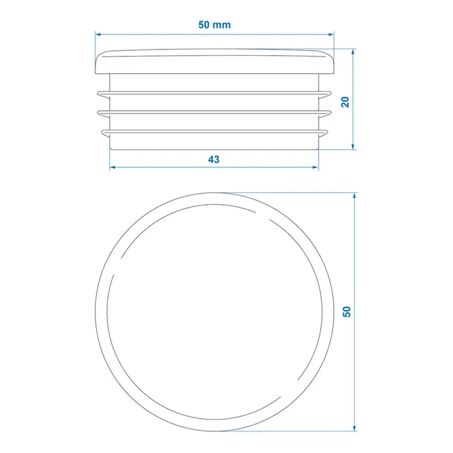 ProPlus Ronde insteekdop - Ø 50 mm - Zwart - PE materiaal - Voor buisconstructies en meubels