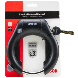 Simson Zwart ringslot Connect ART2 met sleutel en plug-in voor insteekketting of kabel voor je fiets