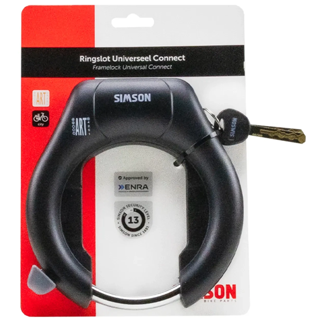 Simson Zwart ringslot Connect ART2 met sleutel en plug-in voor insteekketting of kabel voor je fiets