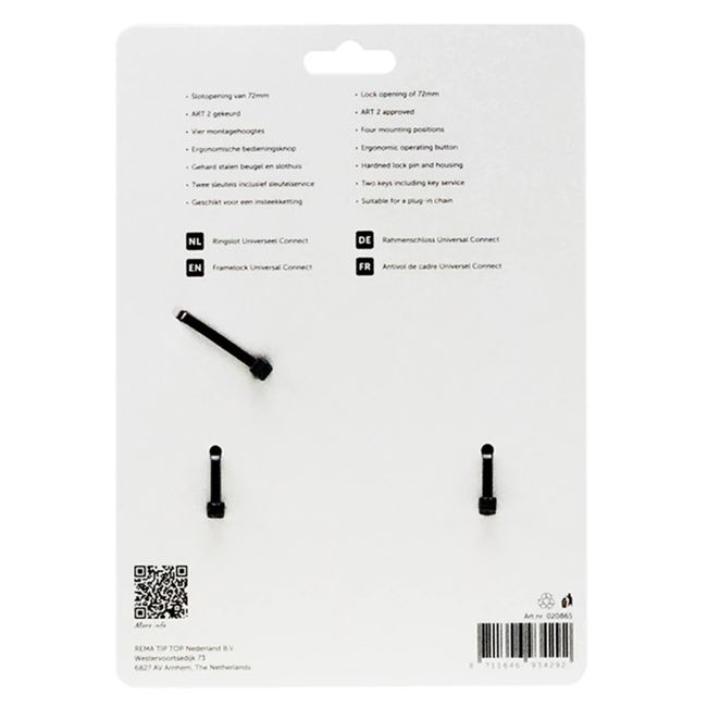 Simson Zwart ringslot Connect ART2 met sleutel en plug-in voor insteekketting of kabel voor je fiets