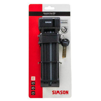 Simson Zwart vouwslot 960 mm met ART2-classificatie en sleutel voor dagelijks gebruik onderweg