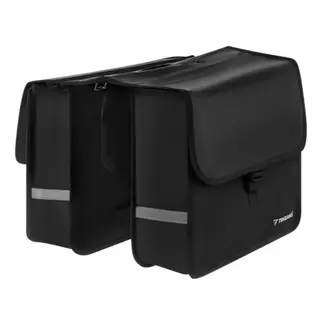 Trizand dubbele fietstas voor bagagedrager – 28 liter – 600D polyester – waterbestendig – reflectoren – zwart