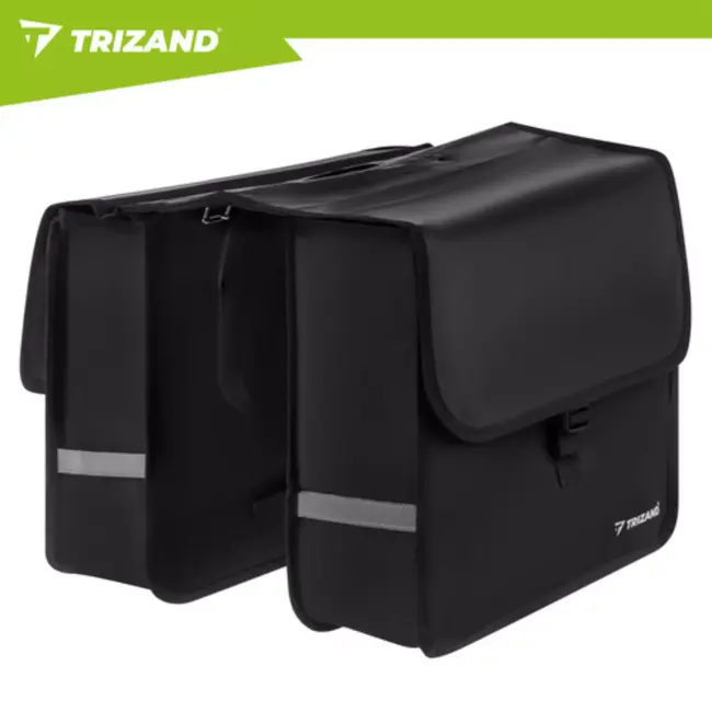 Trizand dubbele fietstas voor bagagedrager – 28 liter – 600D polyester – waterbestendig – reflectoren – zwart