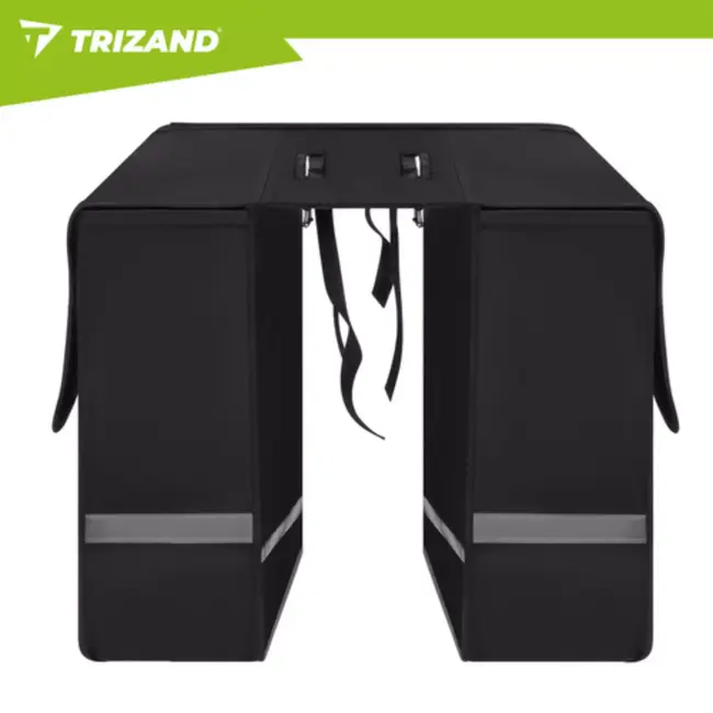 Trizand dubbele fietstas voor bagagedrager – 28 liter – 600D polyester – waterbestendig – reflectoren – zwart