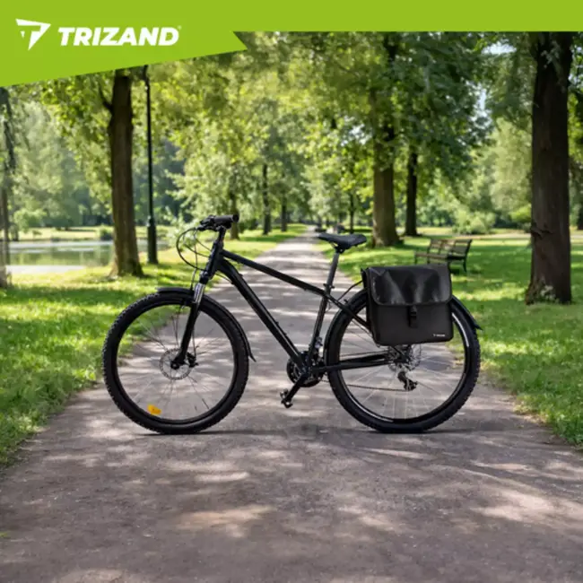 Trizand dubbele fietstas voor bagagedrager – 28 liter – 600D polyester – waterbestendig – reflectoren – zwart