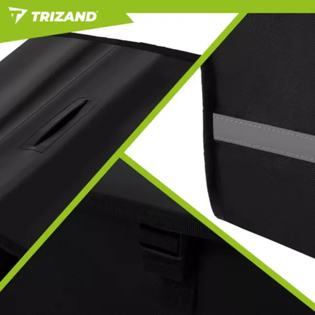 Trizand dubbele fietstas voor bagagedrager – 28 liter – 600D polyester – waterbestendig – reflectoren – zwart