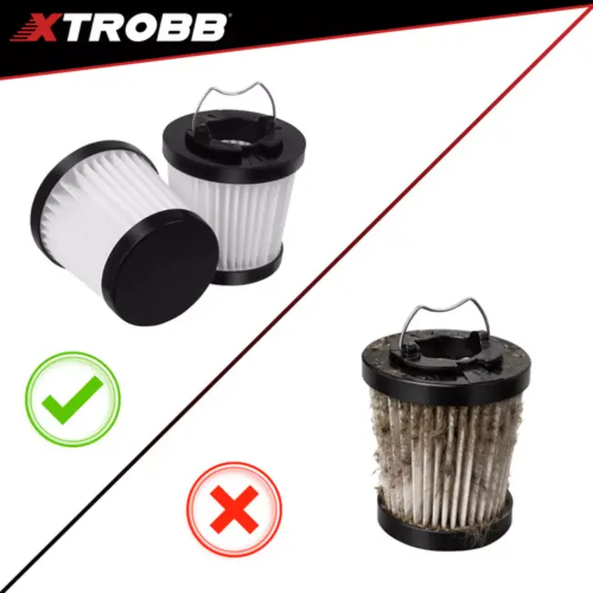 Xtrobb wasbaar HEPA-filter – set van 2 stuks – 4,5 × 4,5 cm – polypropyleen – voor Xtrobb ProVac 24263
