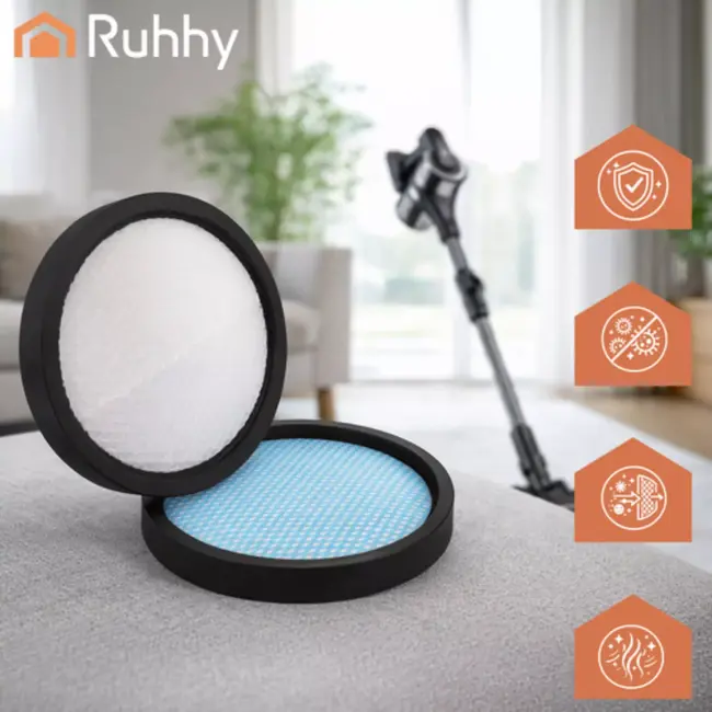 Ruhhy HEPA stofzuigerfilters 2 stuks voor Ruhhy LunPro, wasbaar en eenvoudig zonder gereedschap te vervangen