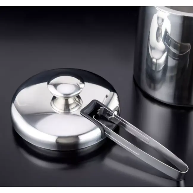 Ruhhy Dubbelwandige RVS ijsbucket 1,3 l met tang, lepel, deksel en zeef voor ijsblokjes en flessen koelen