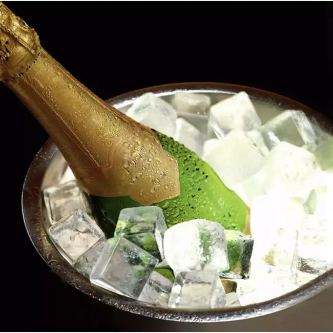 Ruhhy Dubbelwandige RVS ijsbucket 1,3 l met tang, lepel, deksel en zeef voor ijsblokjes en flessen koelen