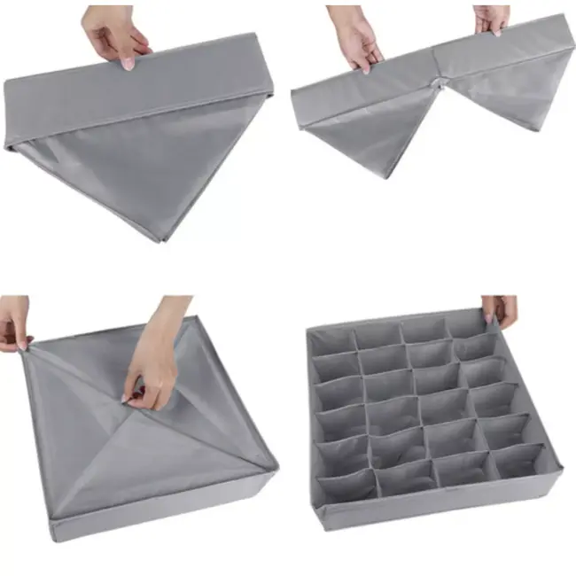 Ruhhy Lade organizers set 4 stuks grijs met vakken voor sokken ondergoed en accessoires