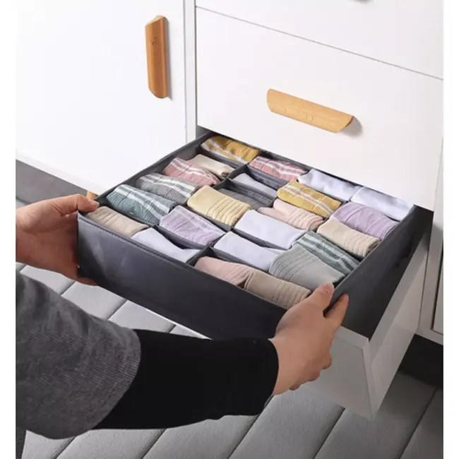 Ruhhy Lade organizers set 4 stuks grijs met vakken voor sokken ondergoed en accessoires