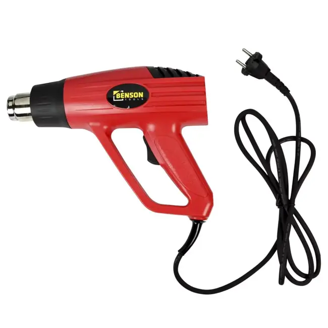 Benson Heteluchtpistool 2000 watt Rood/Zwart met 1,8 meter snoer en vier accessoires