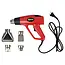 Benson Heteluchtpistool 2000 watt Rood/Zwart met 1,8 meter snoer en vier accessoires