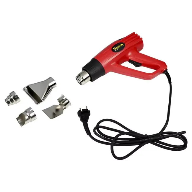 Benson Heteluchtpistool 2000 watt Rood/Zwart met 1,8 meter snoer en vier accessoires