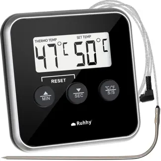 Ruhhy Digitale keukenthermometer met sonde, LCD-scherm en meetbereik tot 250 graden Celsius