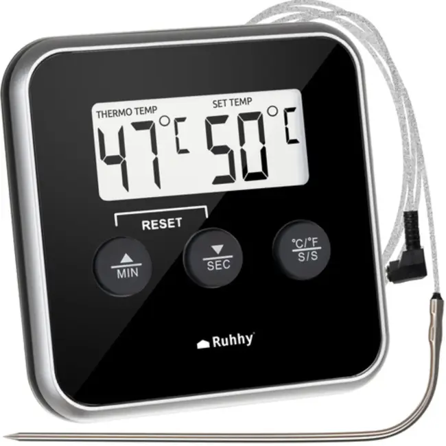 Ruhhy Digitale keukenthermometer met sonde, LCD-scherm en meetbereik tot 250 graden Celsius