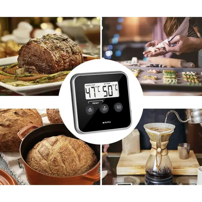 Ruhhy Digitale keukenthermometer met sonde, LCD-scherm en meetbereik tot 250 graden Celsius