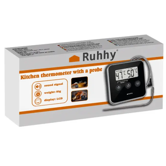 Ruhhy Digitale keukenthermometer met sonde, LCD-scherm en meetbereik tot 250 graden Celsius