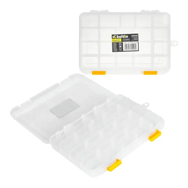 Keltin Kunststof organizer 21 x 15 x 4 cm met 20 vakken, verstelbare indeling en hanglus