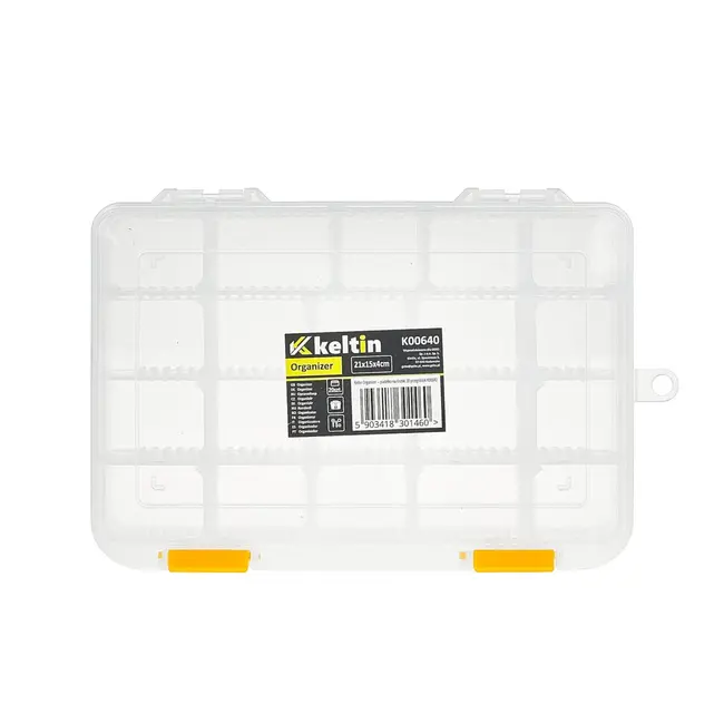Keltin Kunststof organizer 21 x 15 x 4 cm met 20 vakken, verstelbare indeling en hanglus