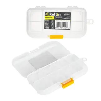 Keltin Kunststof organizer 14 x 7,5 x 3 cm met 8 vakken, verstelbare indeling en hanglus