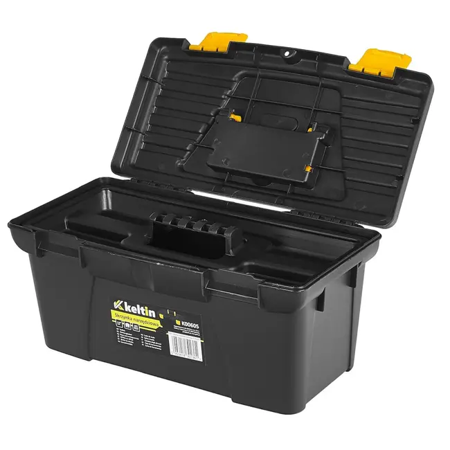 Keltin Kunststof gereedschapskist 32 x 17 x 17 cm met tray, handgreep en 2 sluitingen