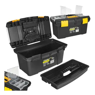 Keltin Kunststof gereedschapskist 49 x 27,5 x 24 cm met 2 organizers, tray, bitsvak en sluitingen
