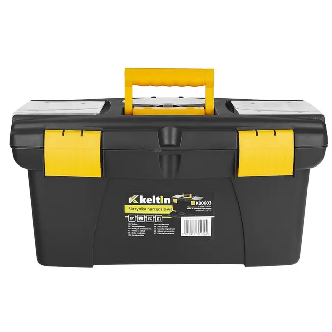 Keltin Kunststof gereedschapskist 49 x 27,5 x 24 cm met 2 organizers, tray, bitsvak en sluitingen