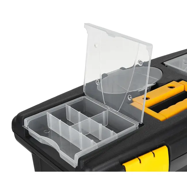 Keltin Kunststof gereedschapskist 49 x 27,5 x 24 cm met 2 organizers, tray, bitsvak en sluitingen