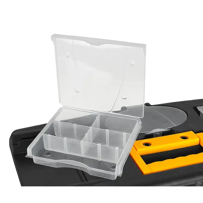 Keltin Kunststof gereedschapskist 49 x 27,5 x 24 cm met 2 organizers, tray, bitsvak en sluitingen
