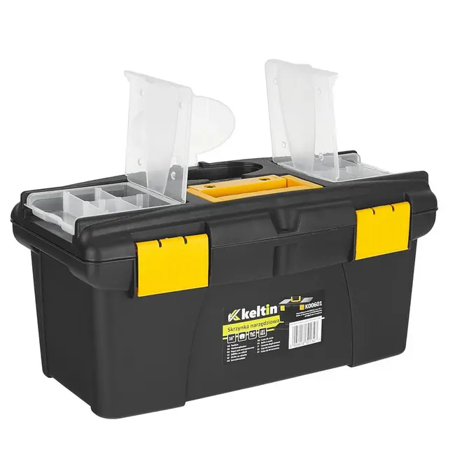 Keltin Kunststof gereedschapskist 41 x 22 x 19,5 cm met 2 organizers, tray en bitsvak