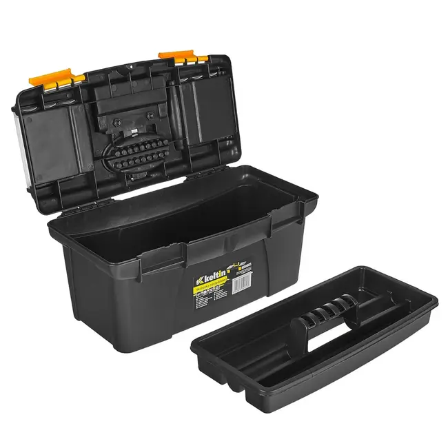 Keltin Kunststof gereedschapskist 41 x 22 x 19,5 cm met 2 organizers, tray en bitsvak