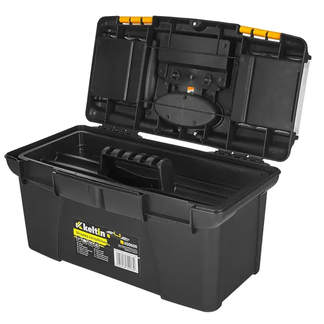 Keltin Kunststof gereedschapskist 32 x 17,5 x 16 cm met 2 organizers, tray en dekselvakken